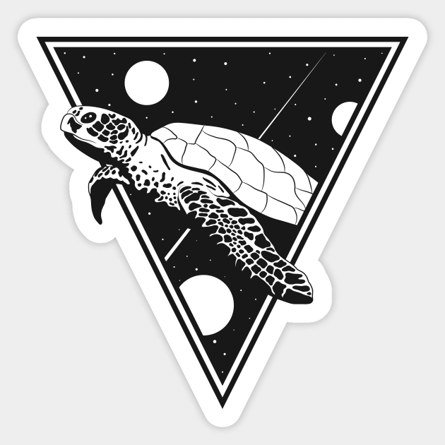 Space Turtle Black Sticker by Drippn